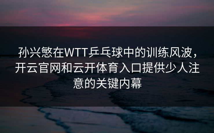 孙兴慜在WTT乒乓球中的训练风波,开云官网和云开体育入口提供少人注意的关键内幕 孙兴慜在WTT乒乓球中的训练风波,开云官网和云开体育入口提供少人注意的关键内幕